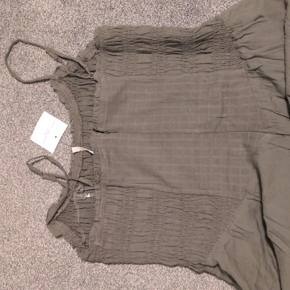 NWT American Eagle Bella Bow Dress Olive Green Size Medium - Picture 6 of 6